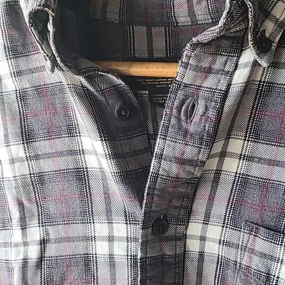 Vintage Eddie Bauer Men's Flannel Plaid 100% Cotton Long Sleeve Shirt LARGE GREY - Picture 3 of 6